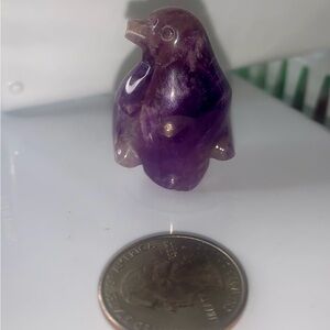 Purple Amethyst Crystal Penguin Figurine